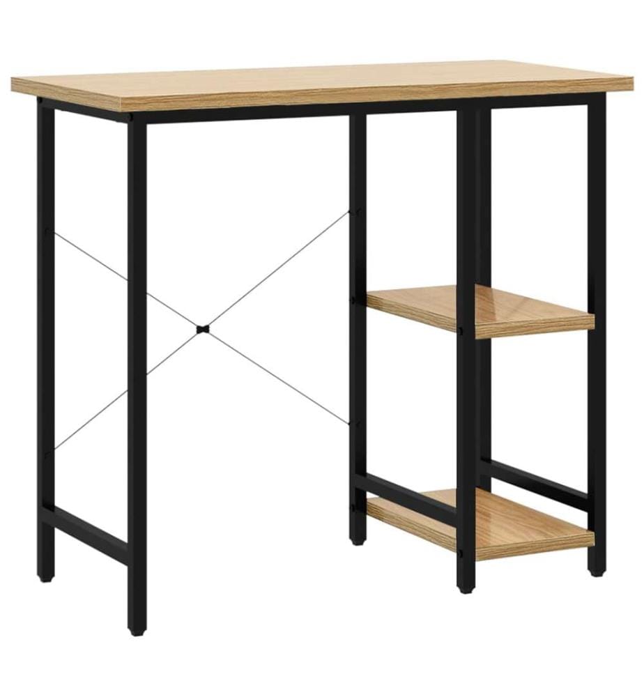 Computertisch Schwarz und Eiche Hell 80x40x72 cm MDF und Metall