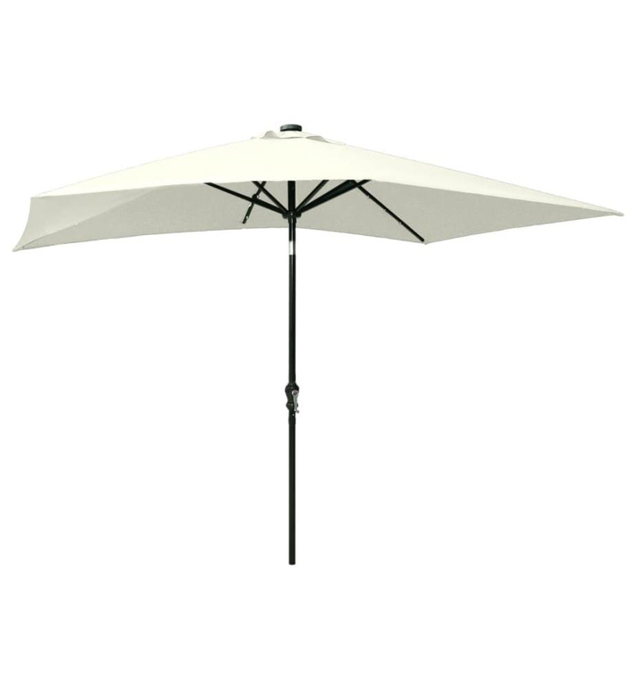 Parasol avec LED et mât en acier Sable 2x3 m