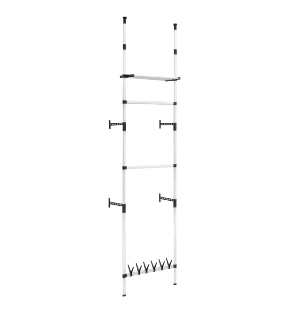 Teleskop-Garderobe mit Stangen und Regal Aluminium