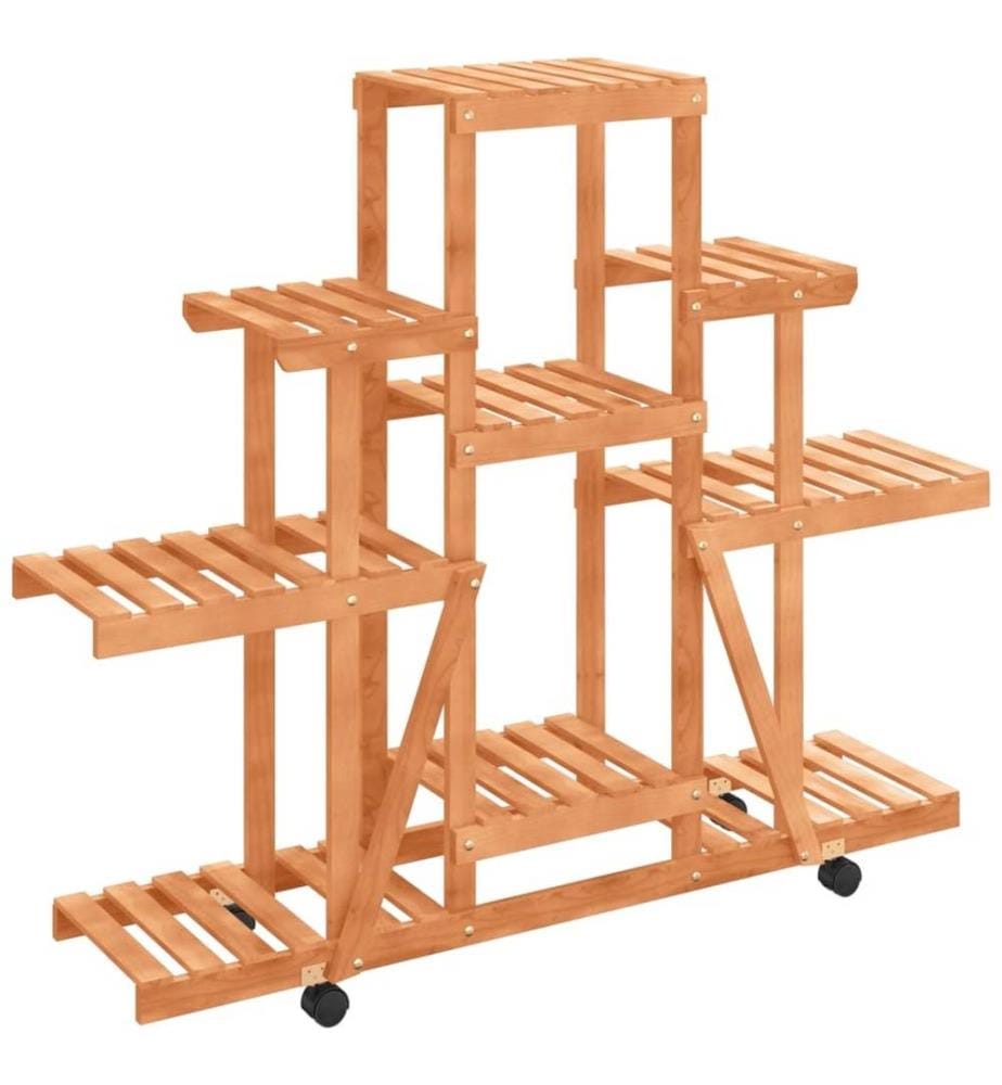 Support à fleurs avec roues 110x25x101 cm bois massif de sapin