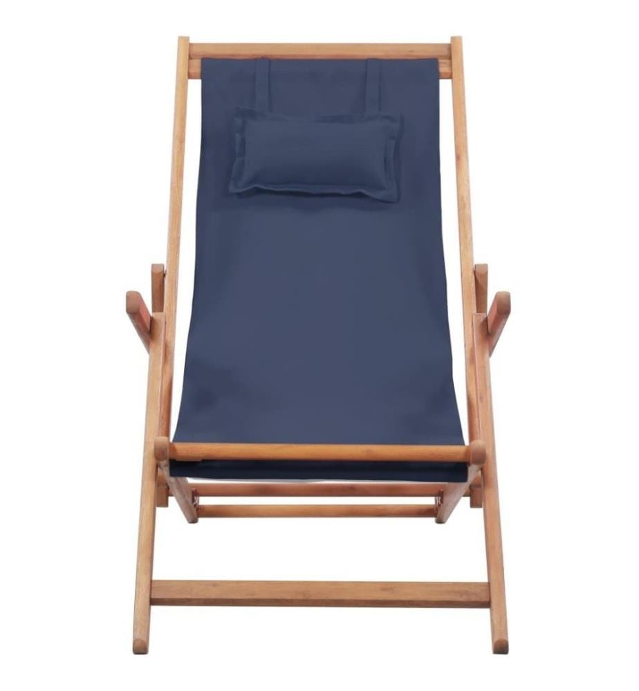Klappbarer Strandstuhl Stoff und Holzrahmen Blau