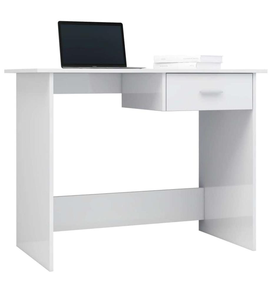 Bureau Blanc brillant 100x50x76 cm Bois d'ingénierie