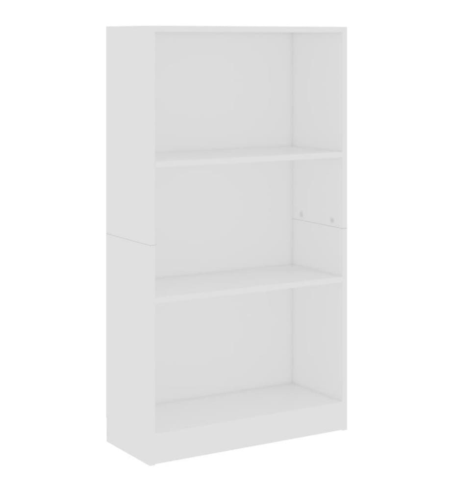 Bibliothèque 3 niveaux Blanc 60x24x109 cm Bois d'ingénierie