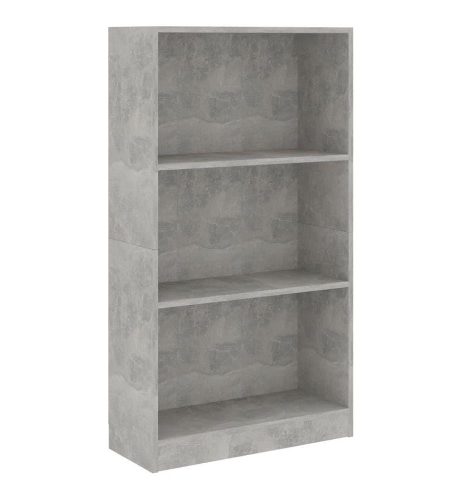 Bibliothèque 3 niveaux Gris béton 60x24x109cm Bois d'ingénierie