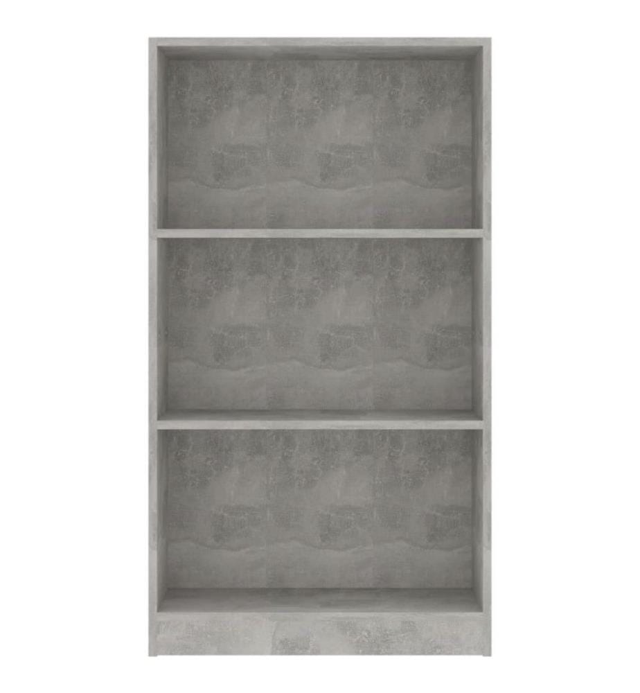 Bibliothèque 3 niveaux Gris béton 60x24x109cm Bois d'ingénierie