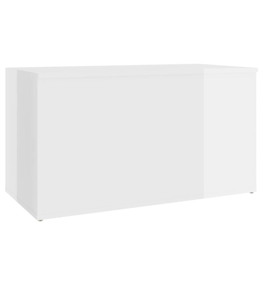 Coffre de rangement Blanc brillant 84x42x46cm Bois d'ingénierie
