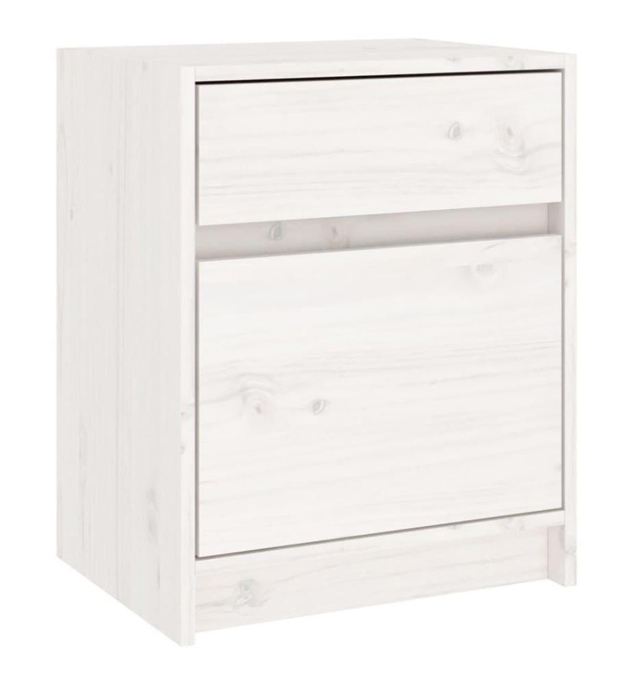 Table de chevet Blanc 40x31x50 cm Bois de pin massif