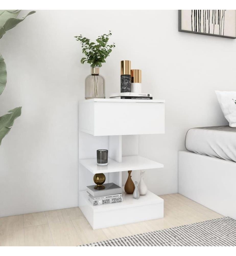Tables de chevet 2 pcs Blanc 40x35x65 cm Aggloméré