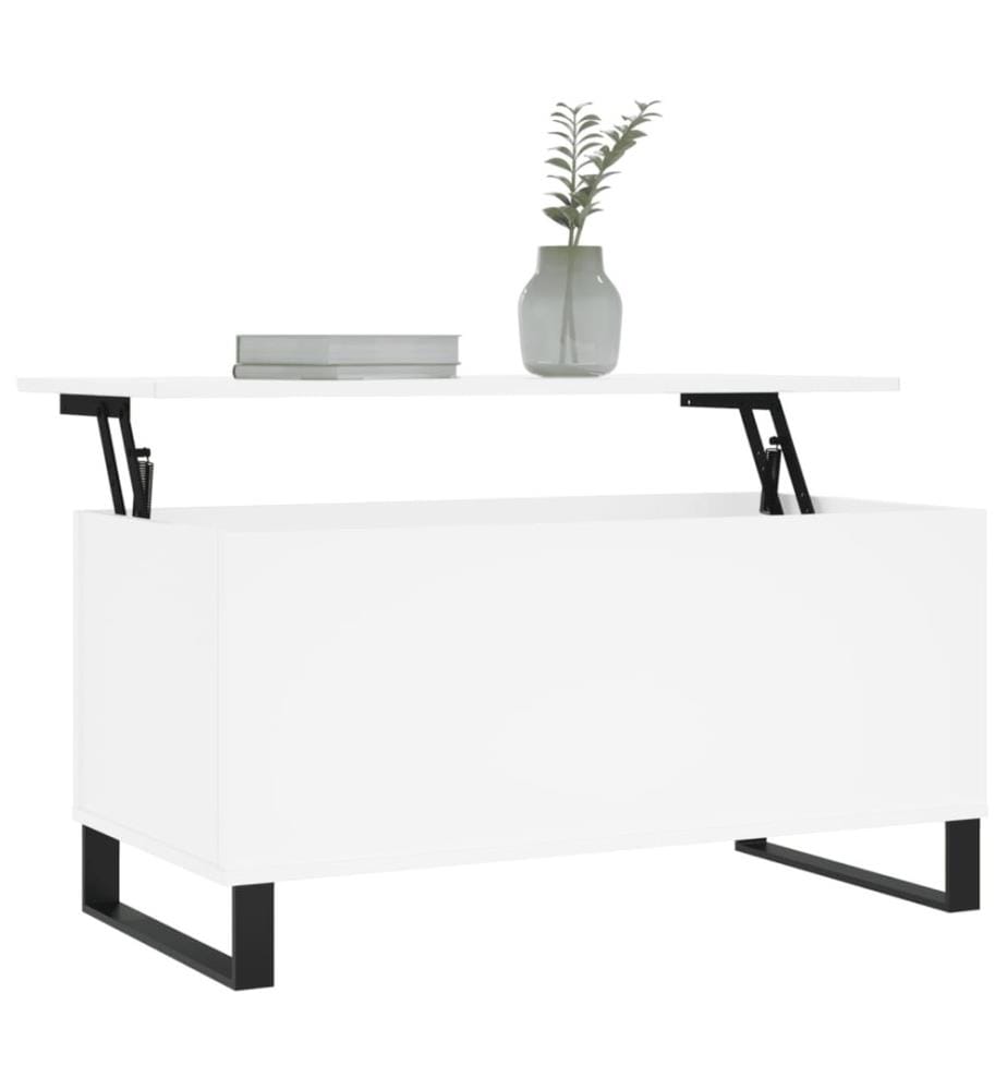 Table basse Blanc 90x44,5x45 cm Bois d'ingénierie