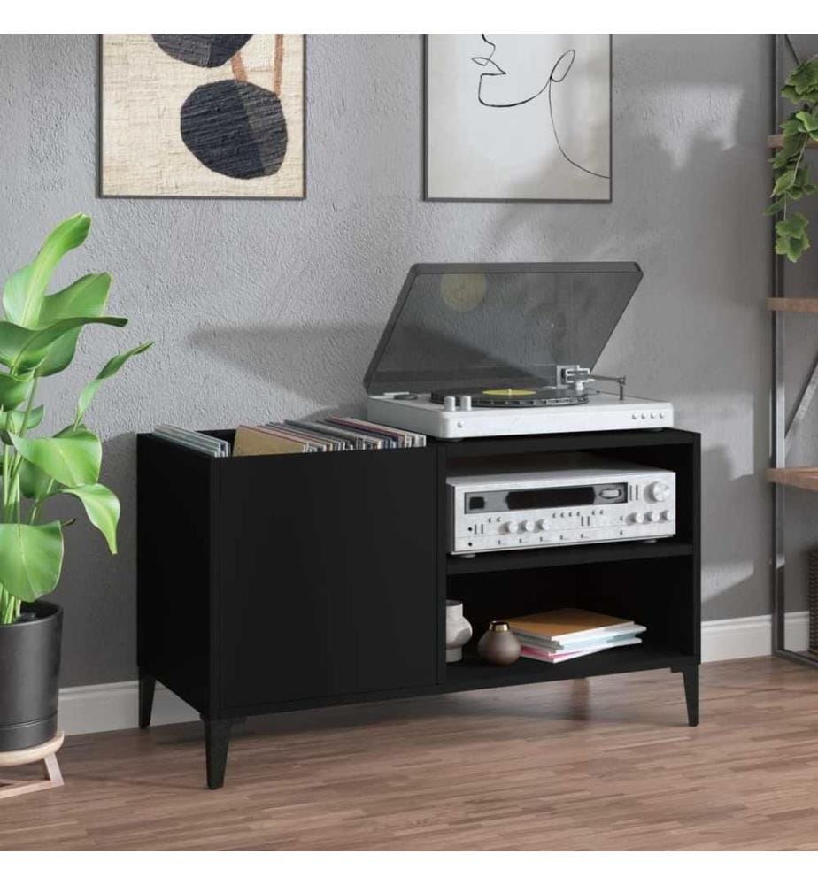 Plattenschrank Schwarz 84,5x38x48 cm Holzwerkstoff