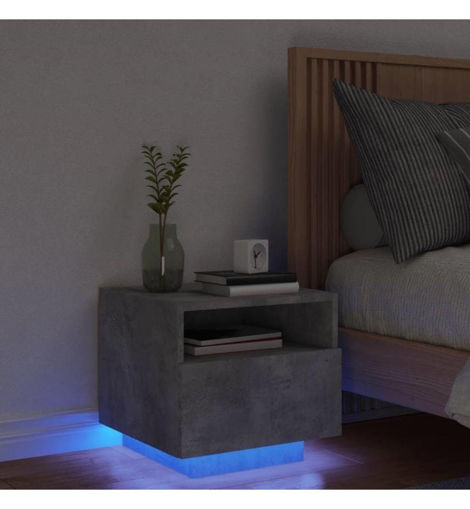 Nachttisch mit LED-Leuchten Betongrau 40x39x37 cm