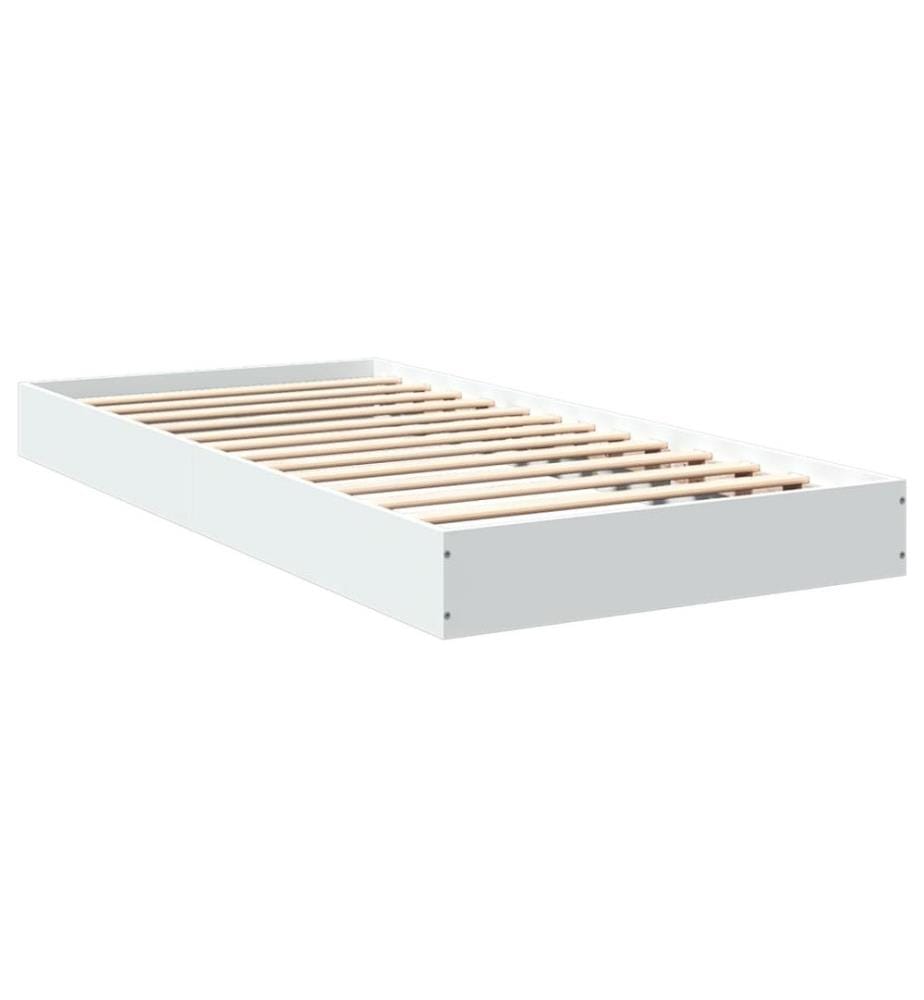 Cadre de lit blanc 90x200 cm bois d'ingénierie