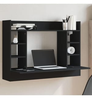 Bureau mural noir 105x48x75 cm bois d'ingénierie