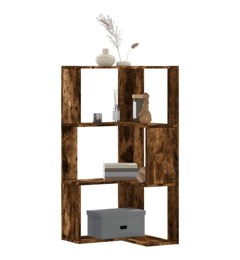 Eck-Bücherregal 3 Böden Räuchereiche 50x50x102 cm Holzwerkstoff