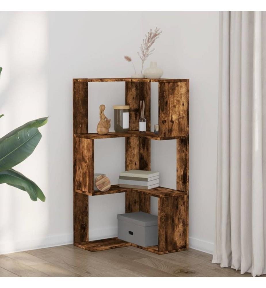 Eck-Bücherregal 3 Böden Räuchereiche 50x50x102 cm Holzwerkstoff