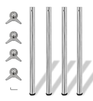 4 pieds de table réglables en hauteur 870 mm Chromé