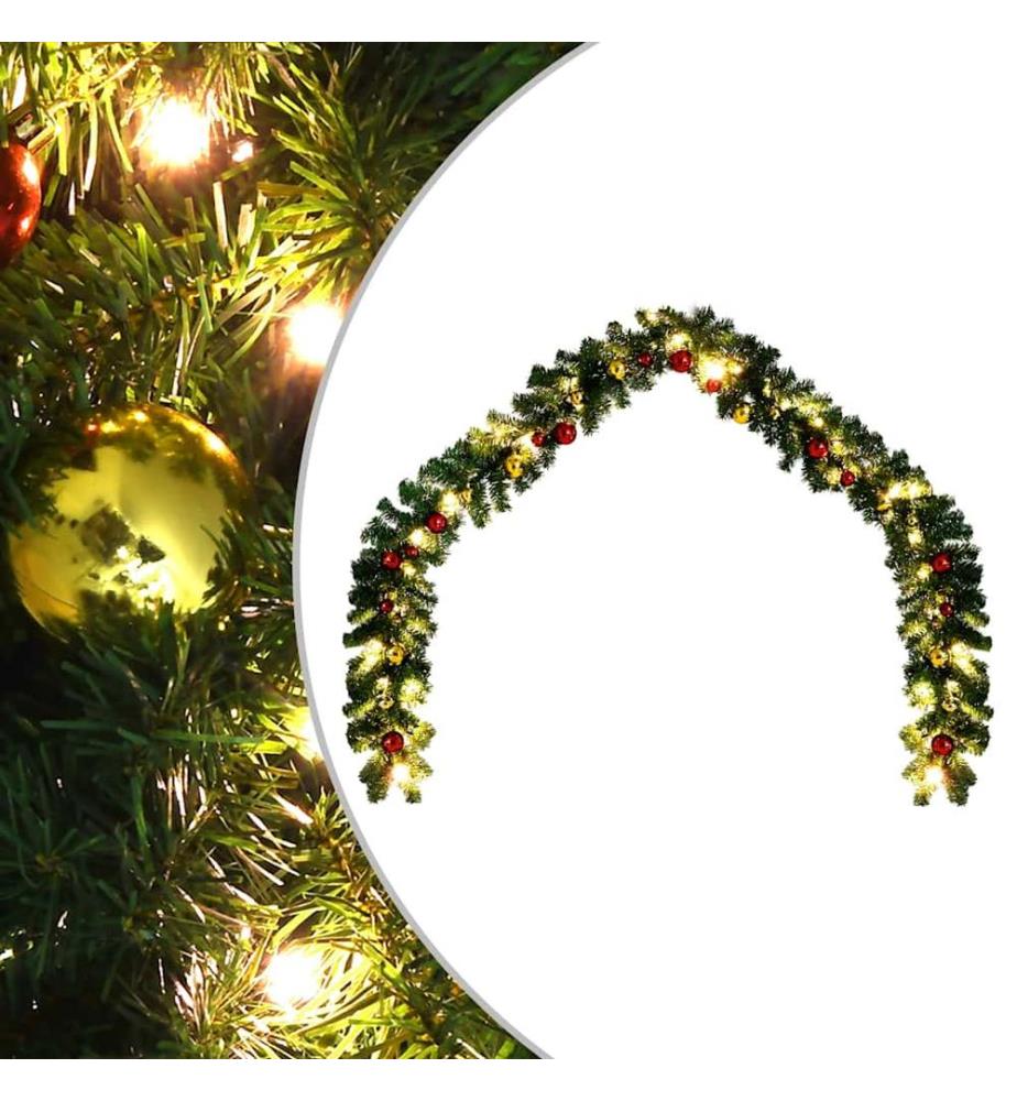 Guirlande de Noël décorée avec boules et lumières LED 5 m