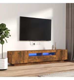 2-tlg. TV-Schrank-Set LED-Leuchten Räuchereiche Holzwerkstoff