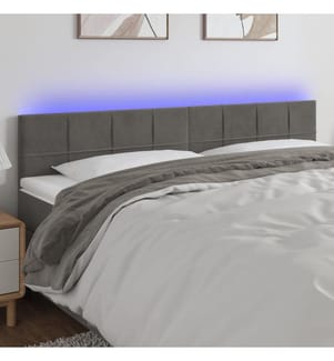 LED Kopfteil Dunkelgrau 160x5x78/88 cm Samt