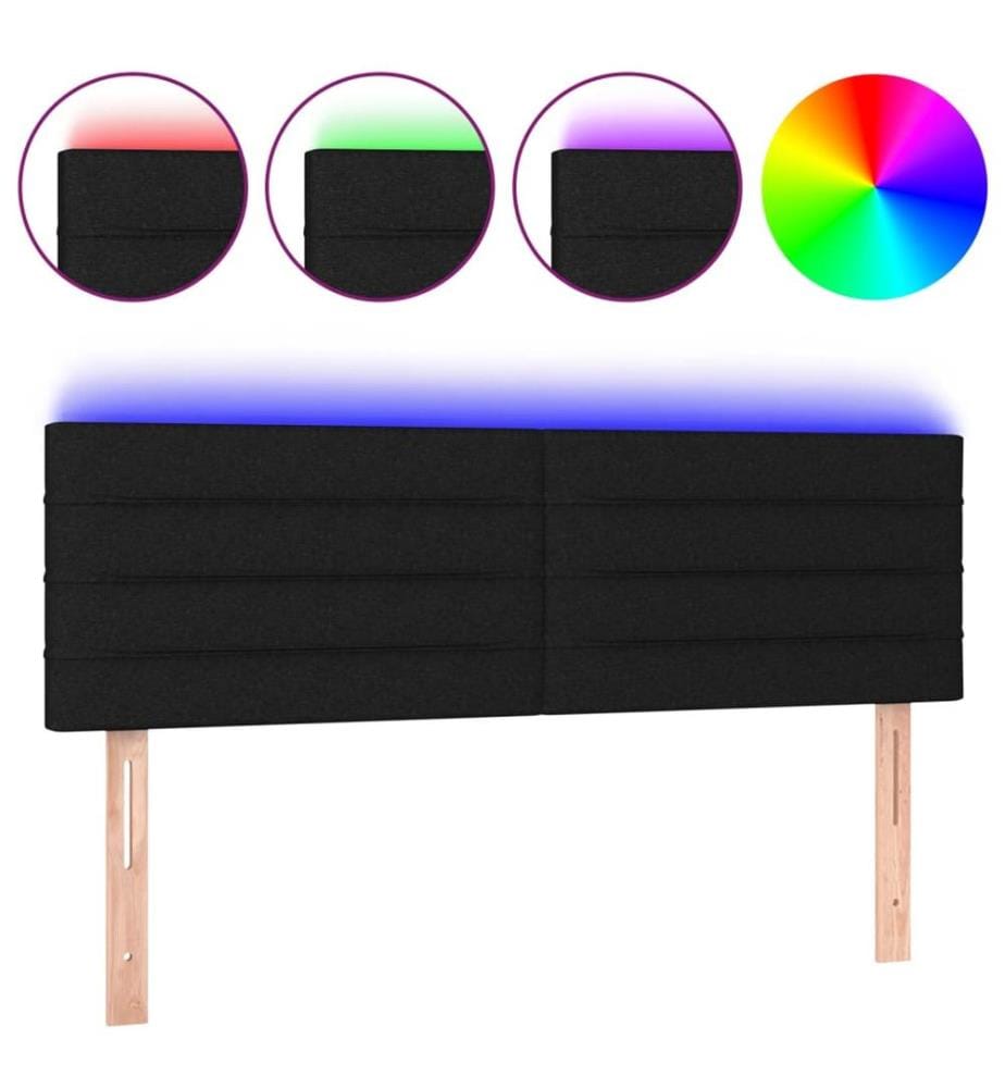LED Kopfteil Schwarz 144x5x78/88 cm Stoff