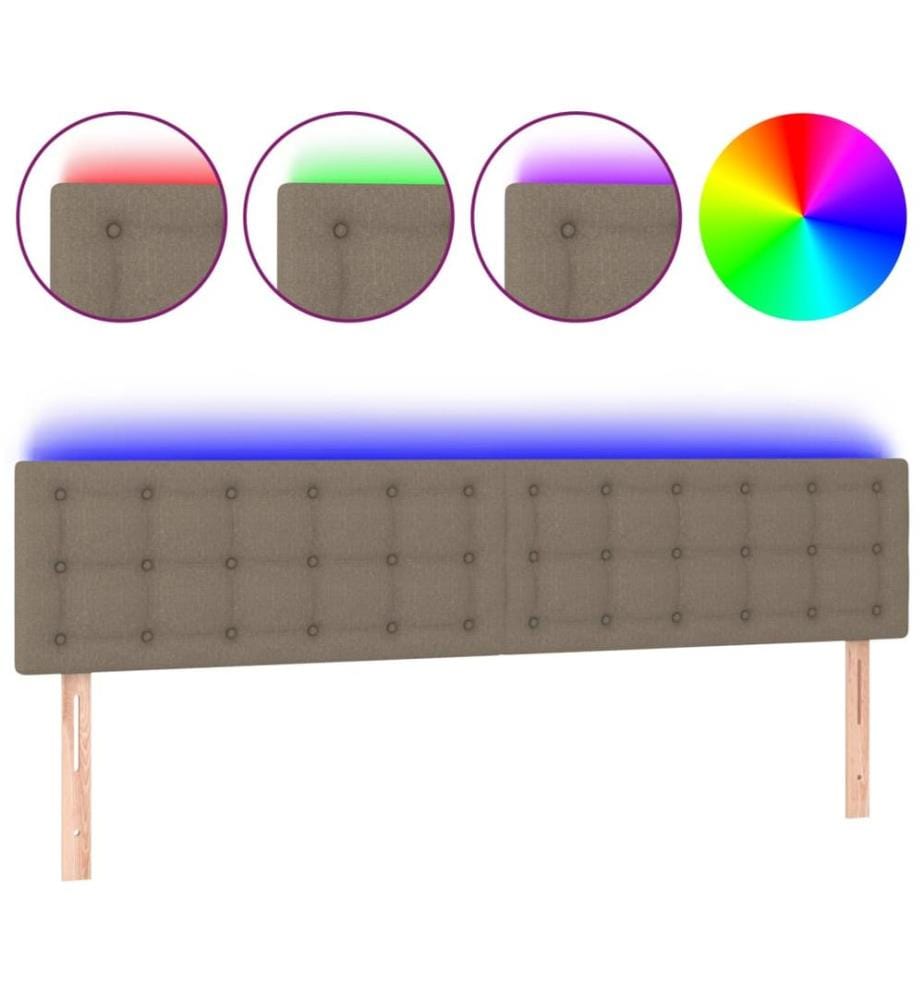 LED Kopfteil Taupe 180x5x78/88 cm Stoff
