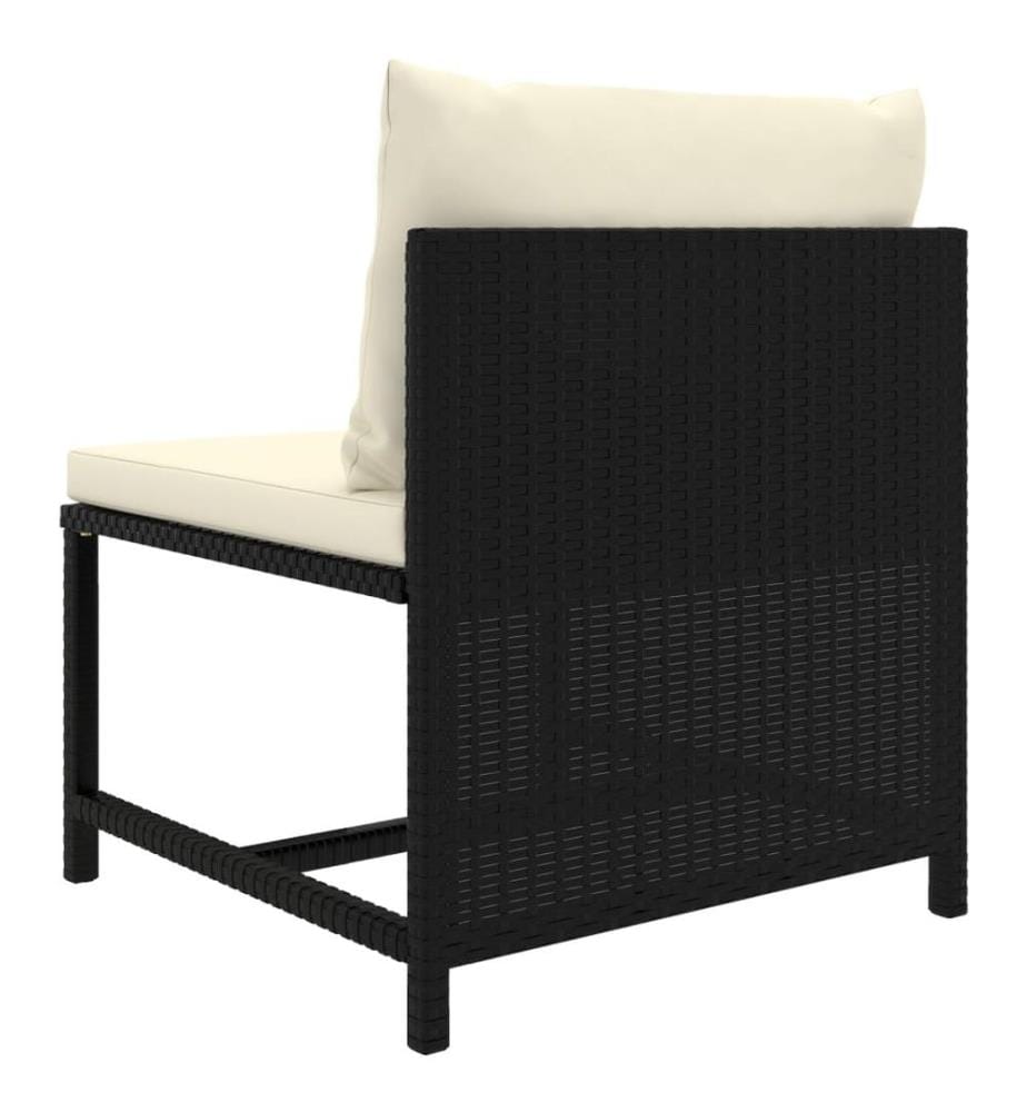 Modular-Mittelsofa mit Kissen Schwarz Poly Rattan