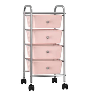 Schubladenwagen mit 4 Schubladen Rosa Kunststoff