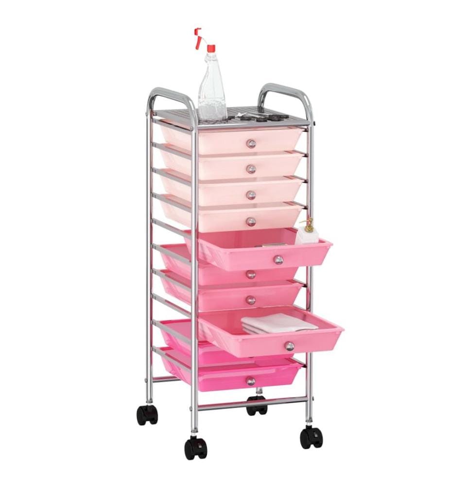 Schubladenwagen mit 10 Schubladen Ombre Rosa Kunststoff