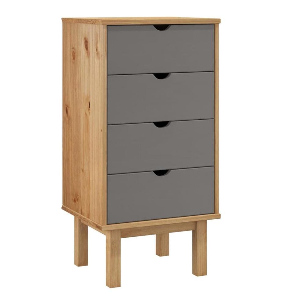 Commode OTTA marron et gris 45x39x90 cm bois de pin massif