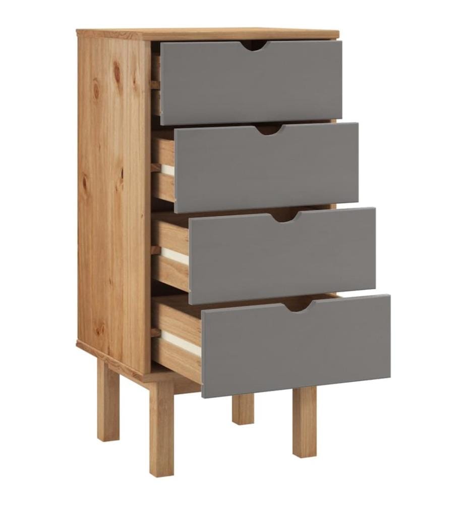 Commode OTTA marron et gris 45x39x90 cm bois de pin massif