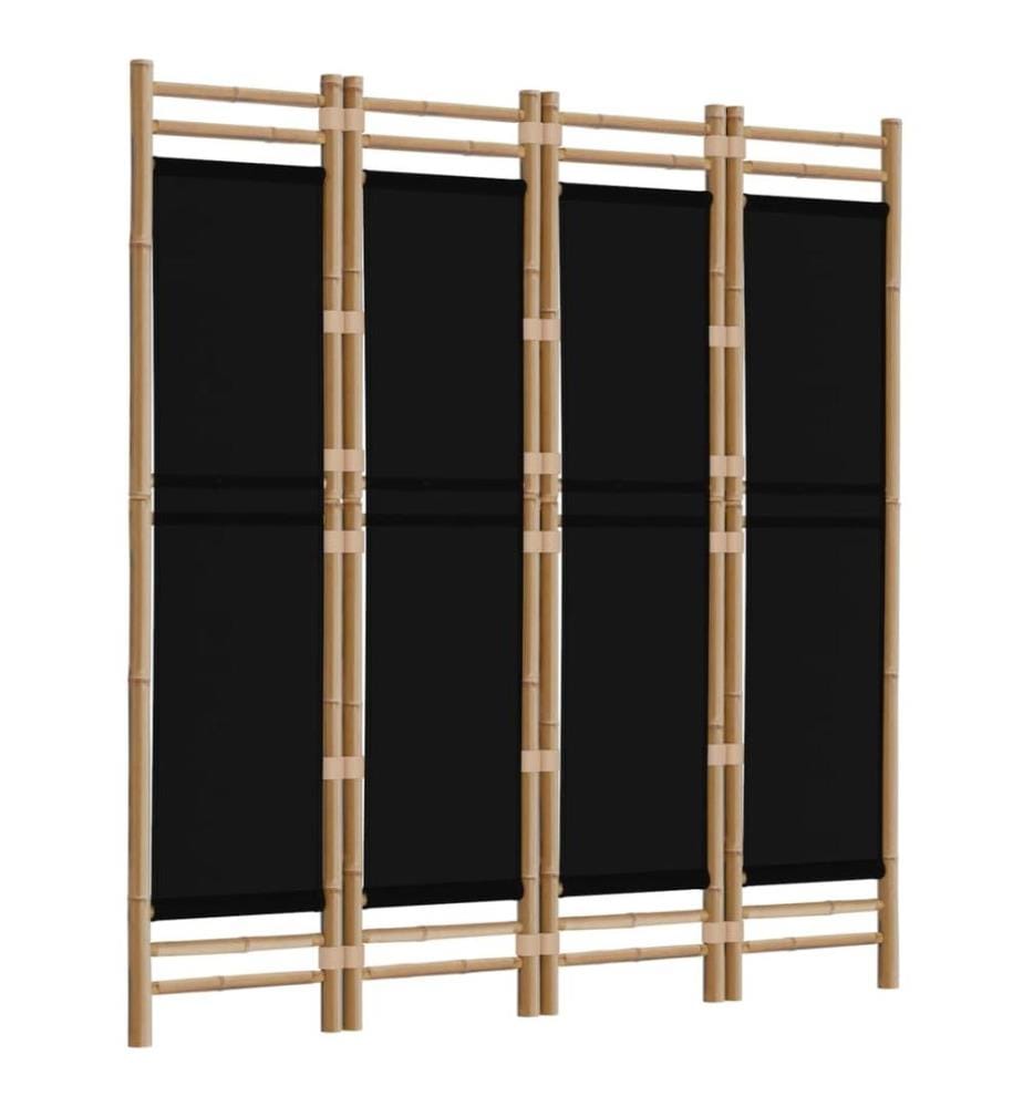 Cloison de séparation pliante 4 panneaux 160 cm Bambou et toile