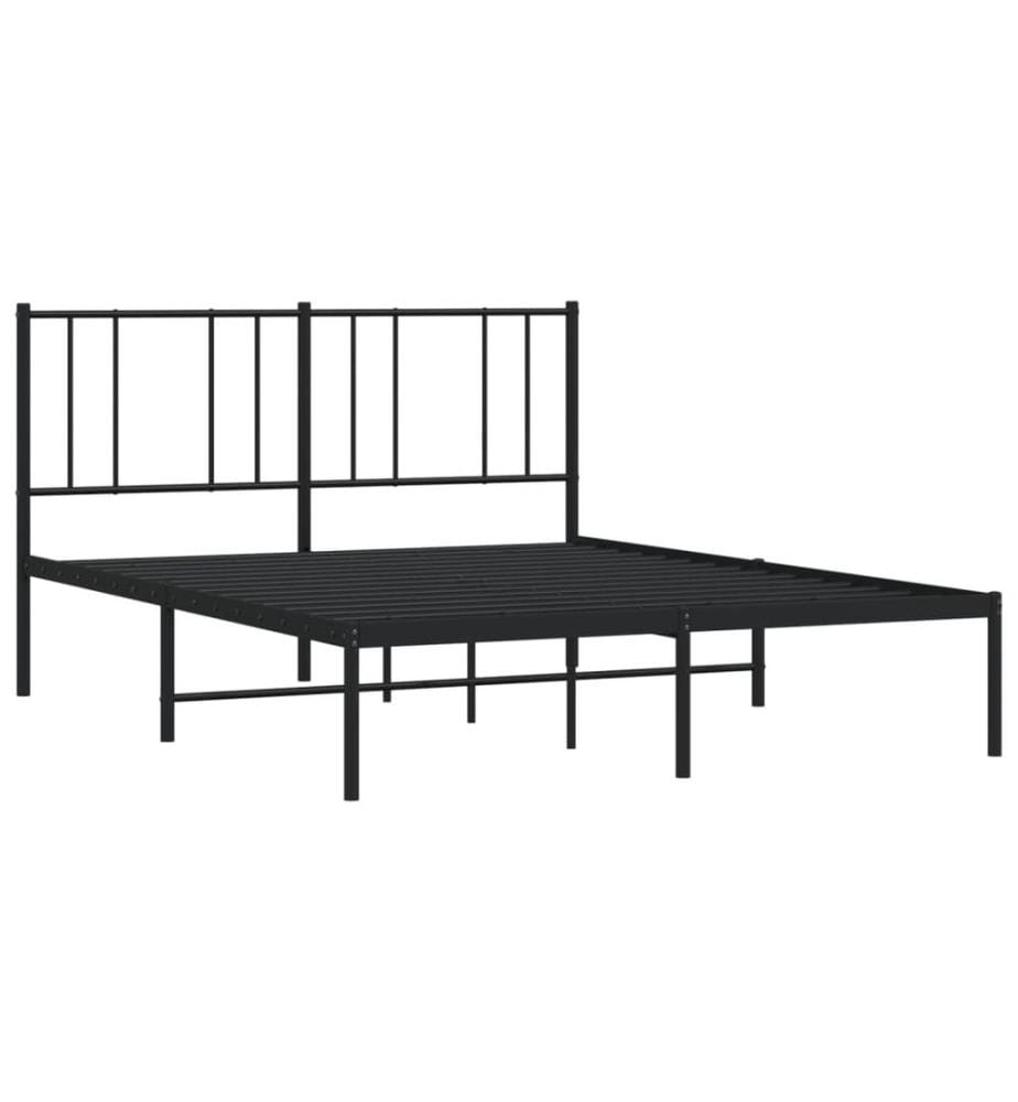 Bettgestell mit Kopfteil Metall Schwarz 160x200 cm