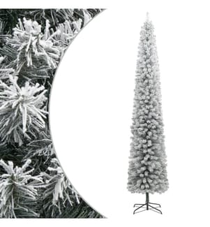 Sapin de Noël mince avec support et flocon de neige 300 cm PVC