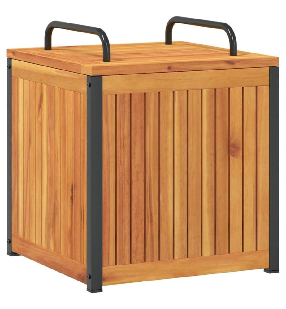 Boîte à coussins d'extérieur bois d'acacia solide et acier