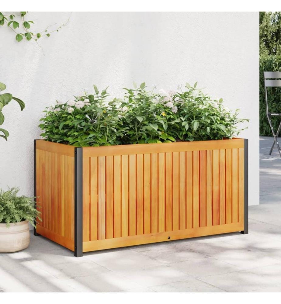 Jardinière 85x45x44 cm bois massif d'acacia et acier