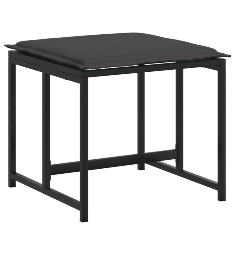 Tabourets de jardin avec coussins lot de 4 noir acier/textilène