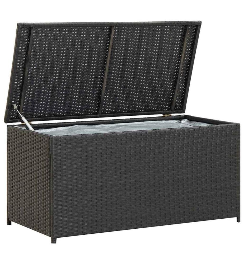 Gartenbox Poly Rattan 100x50x50 cm Schwarz