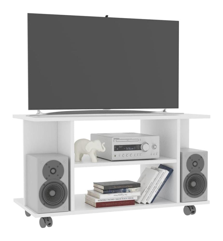 TV-Schrank mit Rollen Weiss 80x40x45 cm Holzwerkstoff