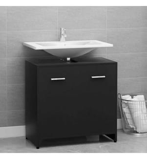 Armoire de salle de bain noir 60x33x61 cm Bois d'ingénierie