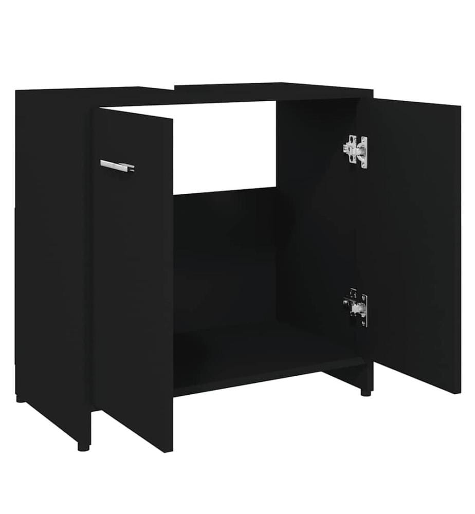 Badezimmerschrank Schwarz 60x33x61 cm Holzwerkstoff