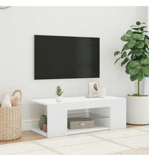 TV-Schrank mit LED-Leuchten Weiss 90x39x30 cm