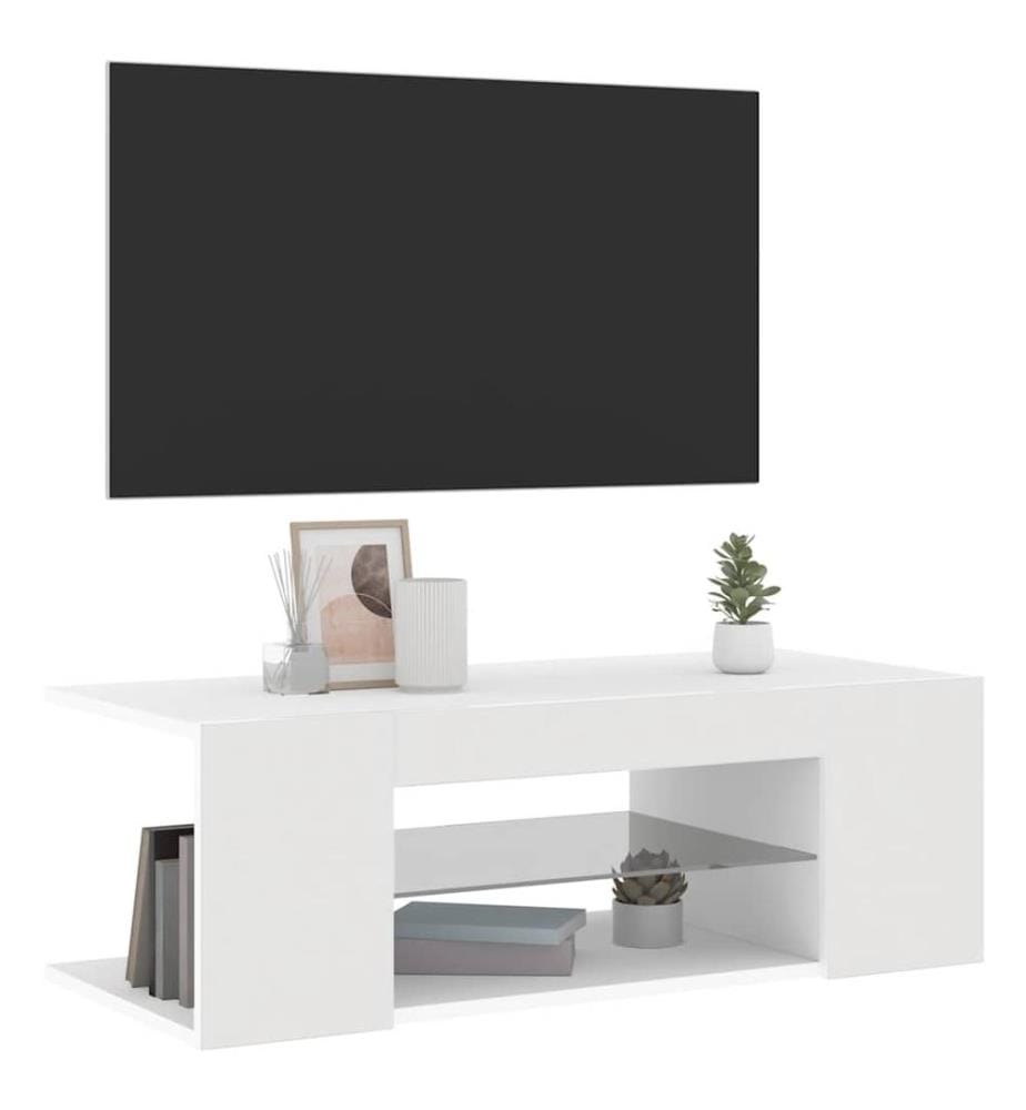 TV-Schrank mit LED-Leuchten Weiss 90x39x30 cm