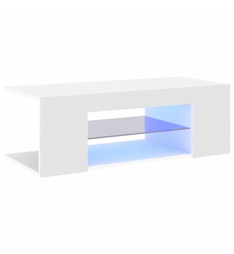 TV-Schrank mit LED-Leuchten Weiss 90x39x30 cm