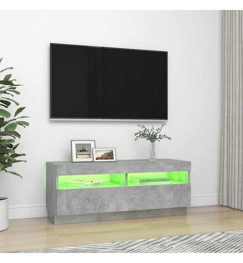 TV-Schrank mit LED-Beleuchtung Betongrau 100x35x40 cm