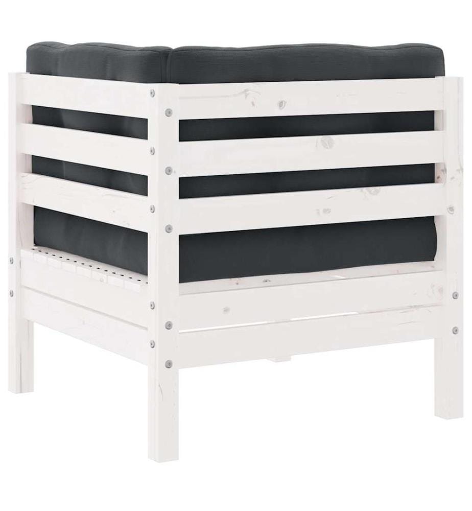 Garten-Ecksofa mit Kissen Weiss Massivholz Kiefer