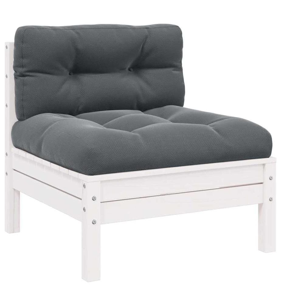 2-Sitzer-Gartensofa mit Kissen Weiss Massivholz Kiefer