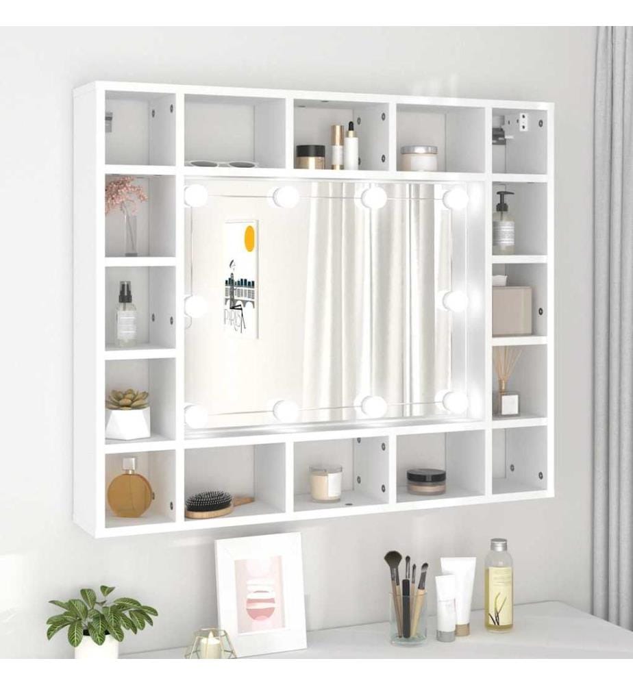 Armoire de miroir avec LED Blanc 91x15x76,5 cm