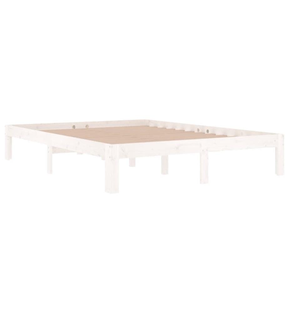 Cadre de lit sans matelas blanc bois de pin massif 140x190 cm