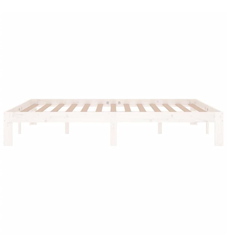 Cadre de lit sans matelas blanc bois de pin massif 140x190 cm
