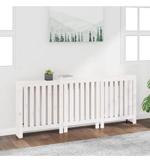 Cache-radiateur Blanc 210x21x85 cm Bois massif de pin